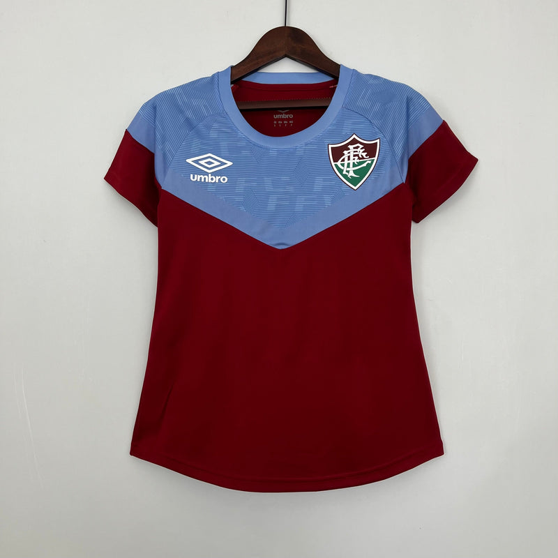 Camisola Feminina Fluminense Treino 23/24 - Bordô e Azul